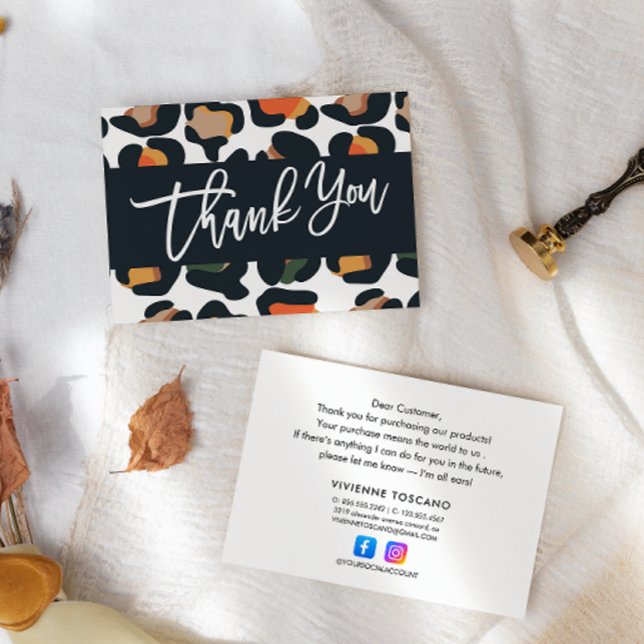 Cartão De Informações Elegante Safari Obrigado pela sua compra (Criador carregado)
