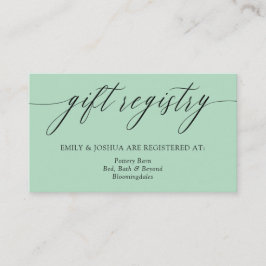Cartão De Informações Elegante Sage Green Calliographic Gift Registry En