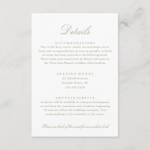 Cartão De Informações Elegante Sage Green Wedding Details Hotel Info QR