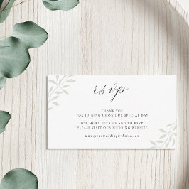 Cartão De Informações Elegante Sage Greenery Wedding Website RSVP