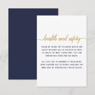 Cartão De Informações Elegante Segurança e Saúde de Casamento em Azul e