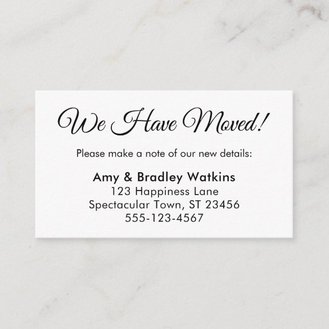 Cartão De Informações Elegante, Simples, Mudamos De Endereço (Frente)