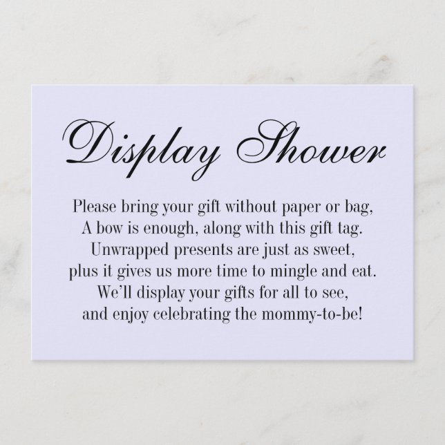 Cartão De Informações Elegante, Simples, Sem Lavanda De Chá de fraldas (Frente)