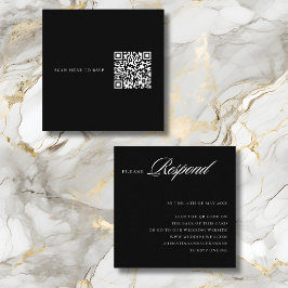 Cartão De Informações Elegante Sofisticado Código QR Estiloso na parte d