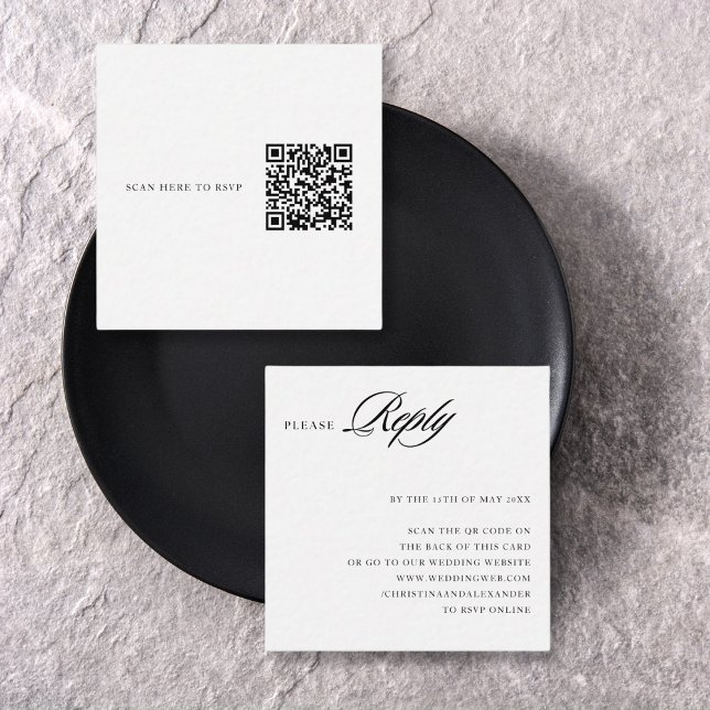 Cartão De Informações Elegante Sofisticado Código QR Estiloso na parte d (Criador carregado)