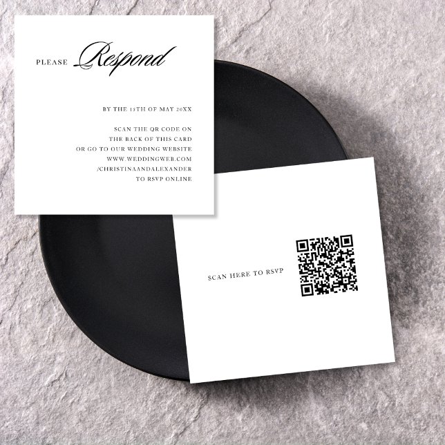 Cartão De Informações Elegante Sofisticado Código QR Estiloso na parte d (Criador carregado)