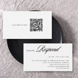 Cartão De Informações Elegante Sofisticado com Estilo Código QR RSVP