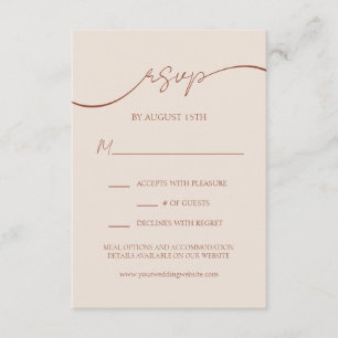 Cartão De Informações Elegante Terracota Moderno Script de Casamento RSV