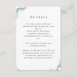 Cartão De Informações Elegante Verde, Aquarela Bege, Detalhes do Casamen