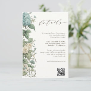 Cartão De Informações Elegante Vintage Botanical Wedsing Details QR code