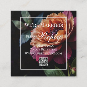Cartão De Informações Elegante vintage peachy red floral boho