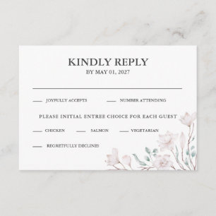 Cartão De Informações Elegante White Magnolia Eucalyptus RSVP