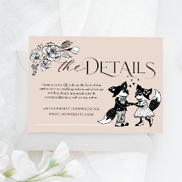 Cartão De Informações Elegante Woodland Fox Floral Sketch Fairytale