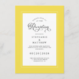 Cartão De Informações Elegantes Bordas Chic para Recepção de Casamento e