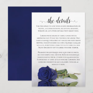 Cartão De Informações Elegantes Detalhes de Casamento com Rosa Azul Mari