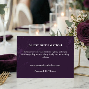 Cartão De Informações Elegantes Detalhes de Casamento em Arte Linear Flo