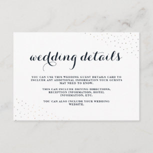 Cartão De Informações Elegantes detalhes de casamento em azul e branco c