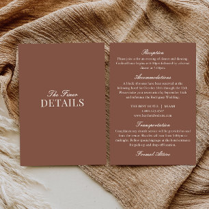 Cartão De Informações Elegantes Detalhes de Casamento em Marrom Mocha co