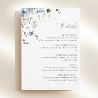 Elegantes Detalhes de Casamento Floral Azul Branco