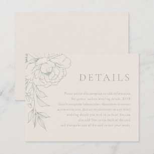 Cartão De Informações Elegantes Detalhes de Casamento Floral Vintage Ver