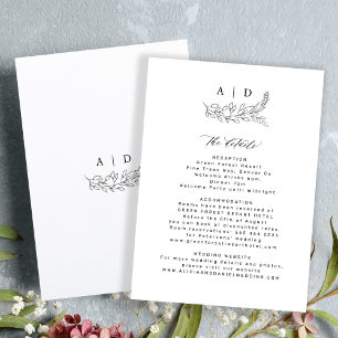 Cartão De Informações Elegantes detalhes de casamento minimalistas em pr