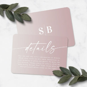 Cartão De Informações Elegantes Detalhes de Casamento Ombre Off-White e
