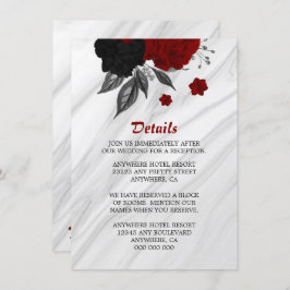 Cartão De Informações Elegantes detalhes de flores pretas e vermelhas