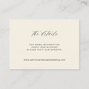 Cartão De Informações Elegantes detalhes de site de casamento preto e ma