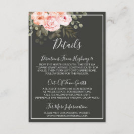 Cartão De Informações Elegantes Detalhes Florais em Rosa Pálido / Direçõ