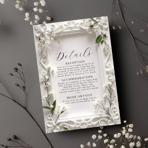 Cartão De Informações Elegantes detalhes florais ornamentados de folhas 