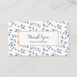 Cartão De Informações Elegantes Folhas de Salgueiro Azuis Antigos Obriga