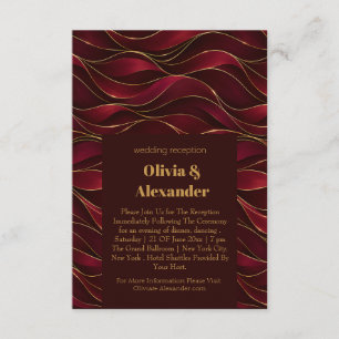 Cartão De Informações Elegantes Ondas de Mármore Vermelho Borgonha com A