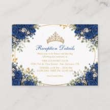 Elegantes Rosas Azul Real Douradas Quinceañera