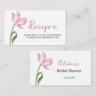 Cartão De Informações Elegantes Tulipas em Aquarela Receita para Chá de 