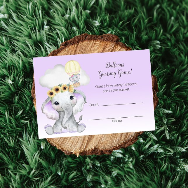 Cartão De Informações Elephant Hot Air Balloon Roxo Conde (Criador carregado)