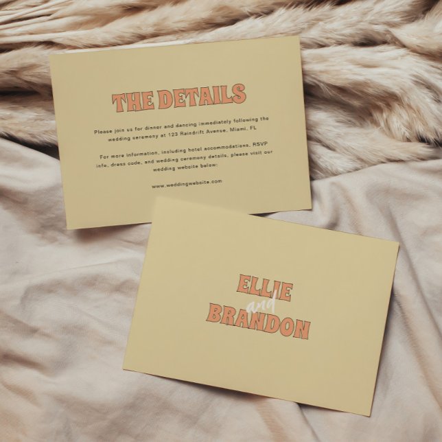 Cartão De Informações ELLIE Simple Retro Modern Wedding Details (Criador carregado)