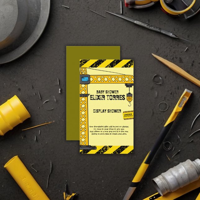 Cartão De Informações Em Construção, Chá de fraldas de gruas torres (Criador carregado)