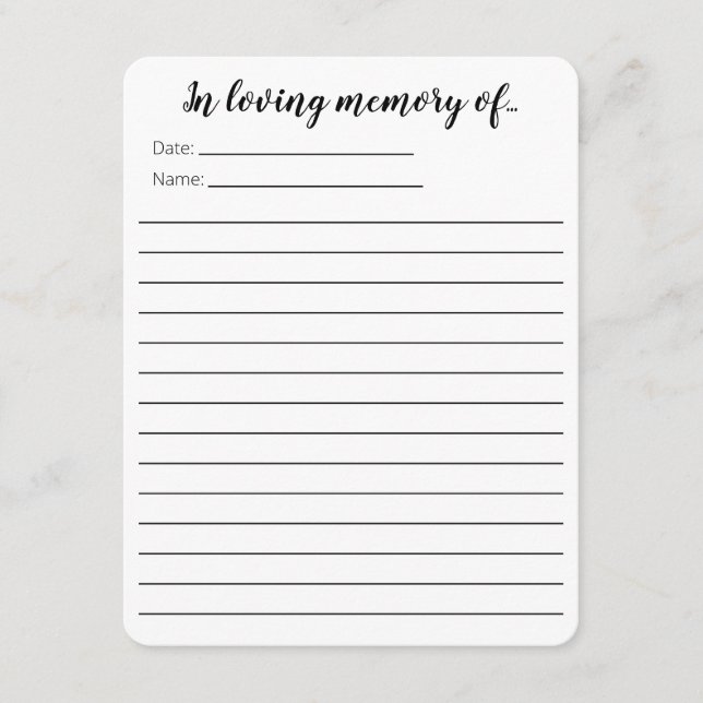 Cartão De Informações Em Memória Adorável...Cartões (Frente)