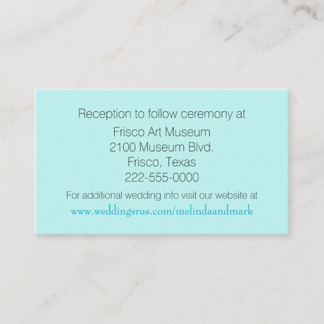 Cartão De Informações Embalagem de Casamento Aquamarine (Frente)