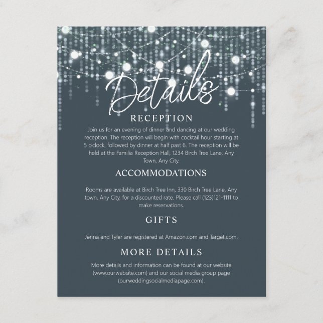 Cartão De Informações Embalagem de Luzes Penduráveis Cinza e Branca (Frente)