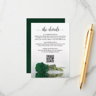 Cartão De Informações Emerald Green - Rosa Elegante Detalhes do Casament