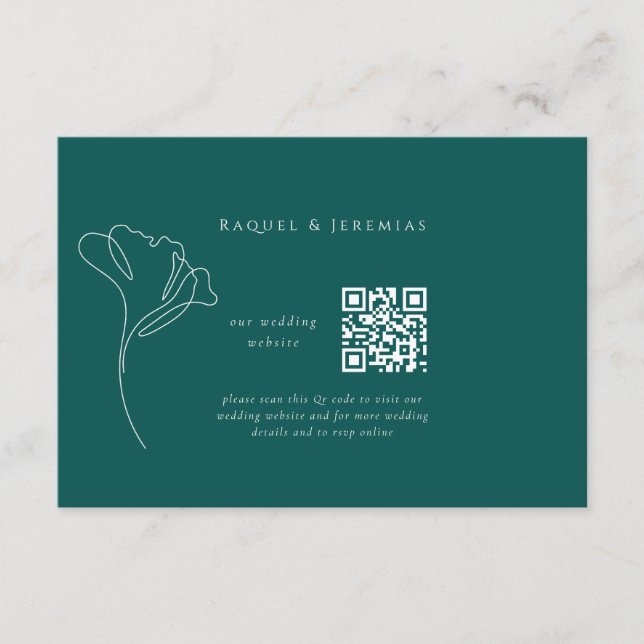 Cartão De Informações Emerald Green Wedding Website Enclosure Card (Frente)