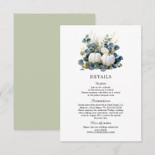 Cartão De Informações Enamorarse Calabazas blancas y detalles de eucalip