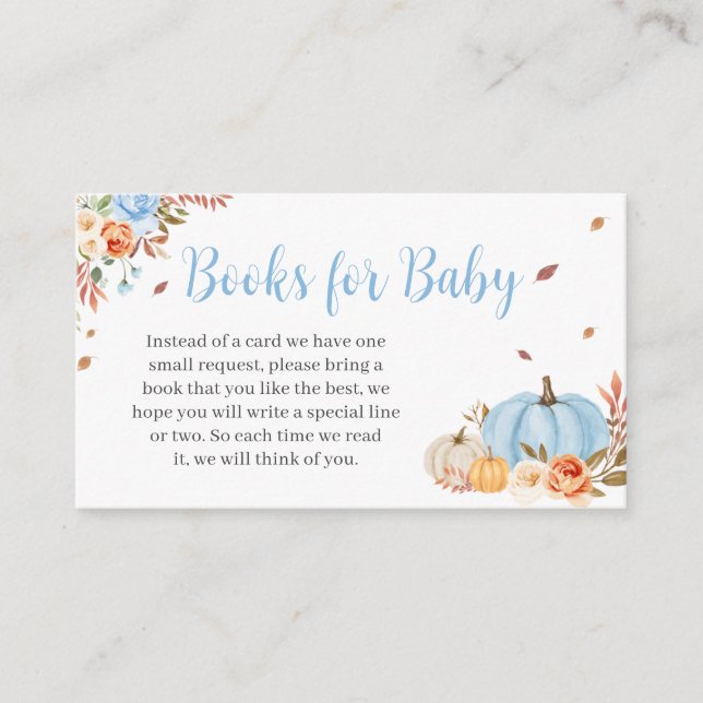 Cartão De Informações Enamorarse Libros de Otoño Azul para Bebé (Frente)