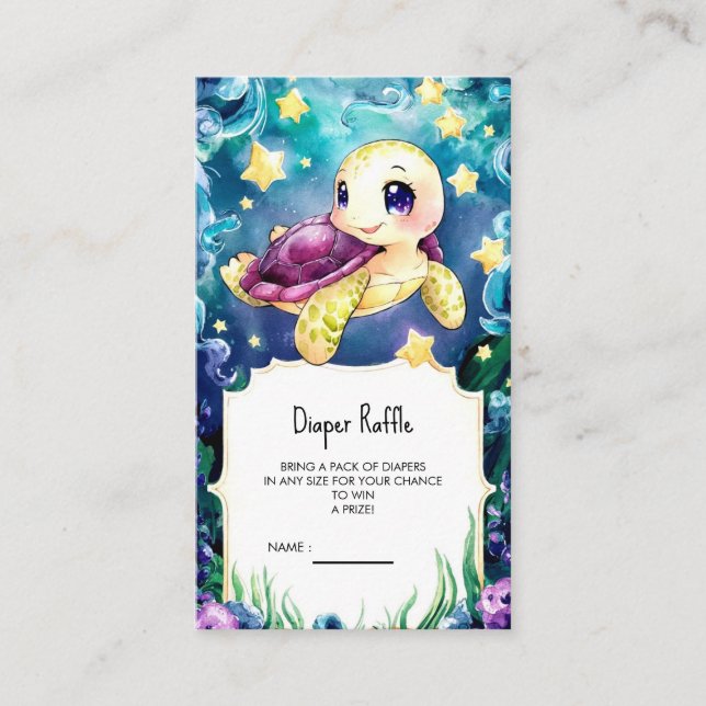 Cartão De Informações Encantado Sob Chá de fraldas De Tartaruga Marinha (Frente)