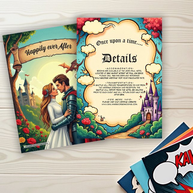 Cartão De Informações Enchanted Forest Castle Woodland Fairytale Wedding (Criador carregado)
