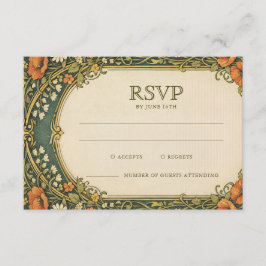 Cartão De Informações Enchanted Forest Vintage Art Nouveau RSVP