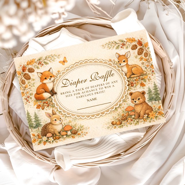 Cartão De Informações Enchanted Woodland Animals Diapper Raffle (Criador carregado)