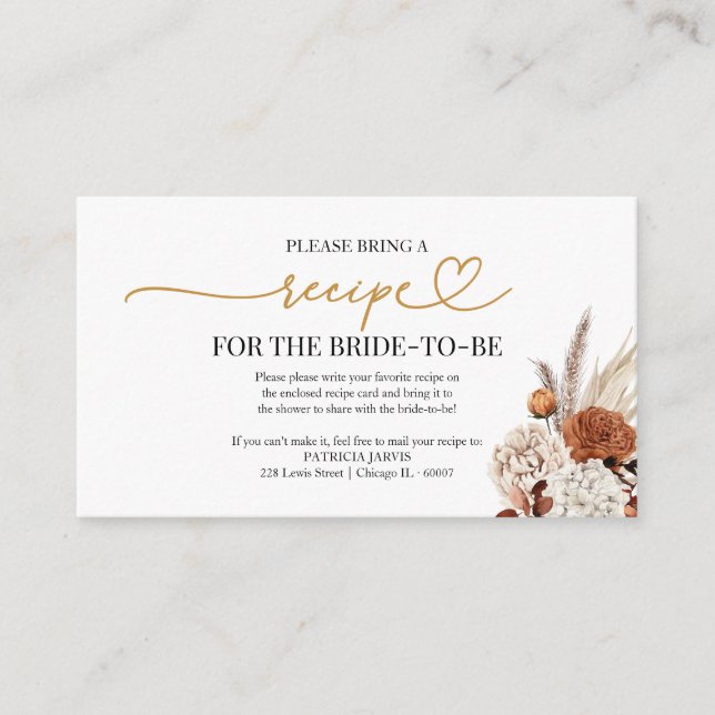 Cartão De Informações Encl de Solicitação de Receita de Chá de panela de (Frente)