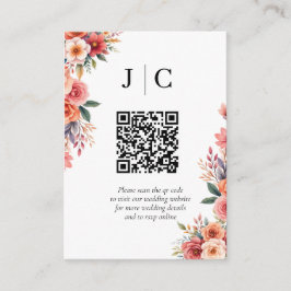 Cartão De Informações Enclave de Código QR Minimalista de Flores de Terr